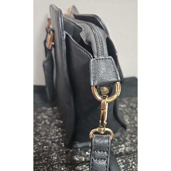 Black Handbag Woman MoMa, Zipper And Strips Bag - Picture 5 of 11